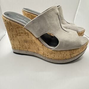 Stuart Weitzman Ultra High Cork Gray Suede Wedges Size 6. Made In Spain Sexy